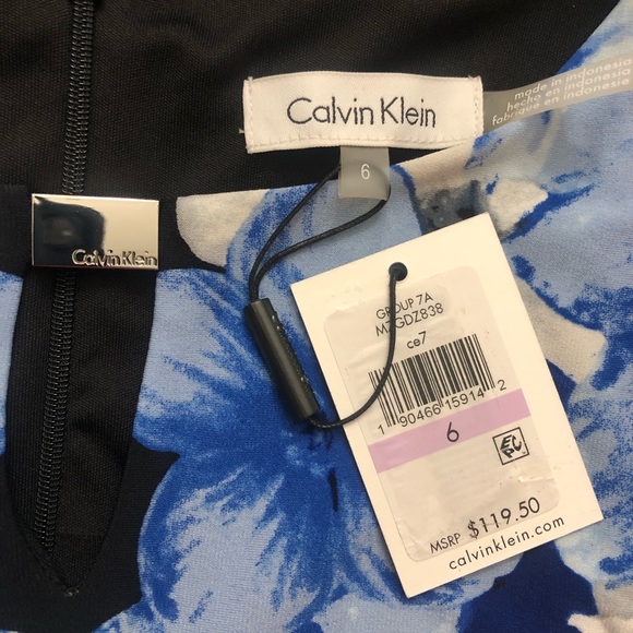 Calvin Klein Beautiful BLUE Floral Bell Long Sleeve Dress SZ 6 - Picture 7 of 7